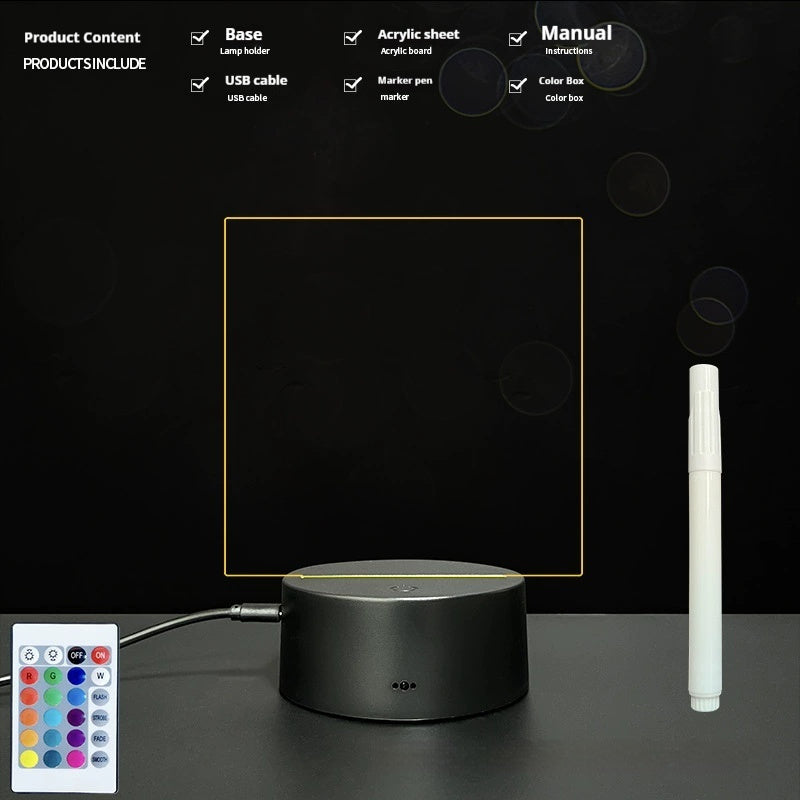 Handwritten Message Board Bedroom 3D Small Night Lamp Wipe Acrylic Plate