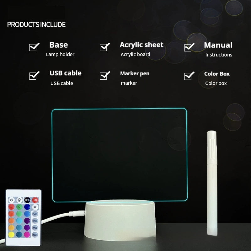 Handwritten Message Board Bedroom 3D Small Night Lamp Wipe Acrylic Plate