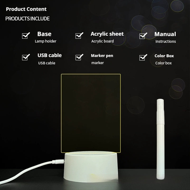 Handwritten Message Board Bedroom 3D Small Night Lamp Wipe Acrylic Plate