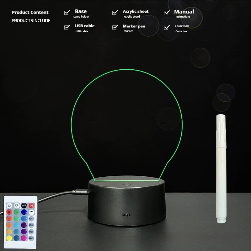 Handwritten Message Board Bedroom 3D Small Night Lamp Wipe Acrylic Plate