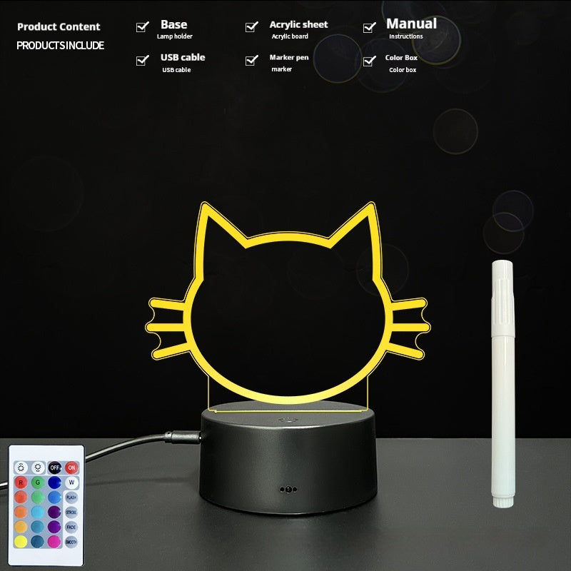 Handwritten Message Board Bedroom 3D Small Night Lamp Wipe Acrylic Plate