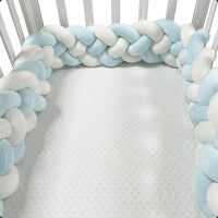 Heightening Baby Braided Crib Bumpers Knot Long Pillow Cushion Bedding Room Dector