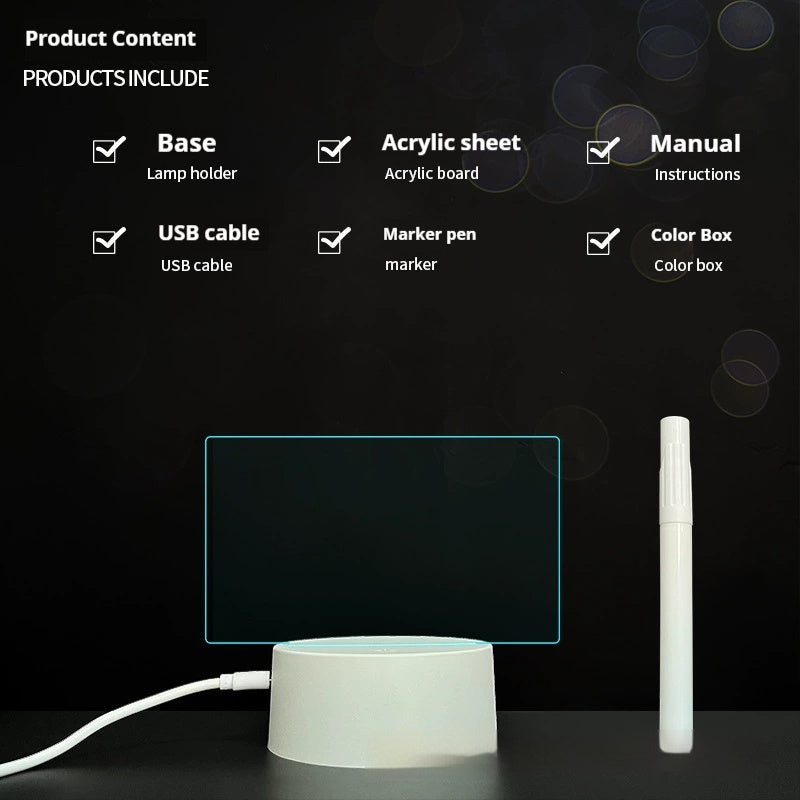 Handwritten Message Board Bedroom 3D Small Night Lamp Wipe Acrylic Plate