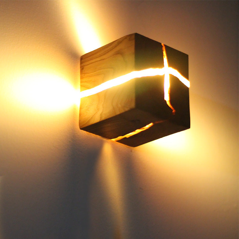 Creative Corridor Square Wood Wall Lamp